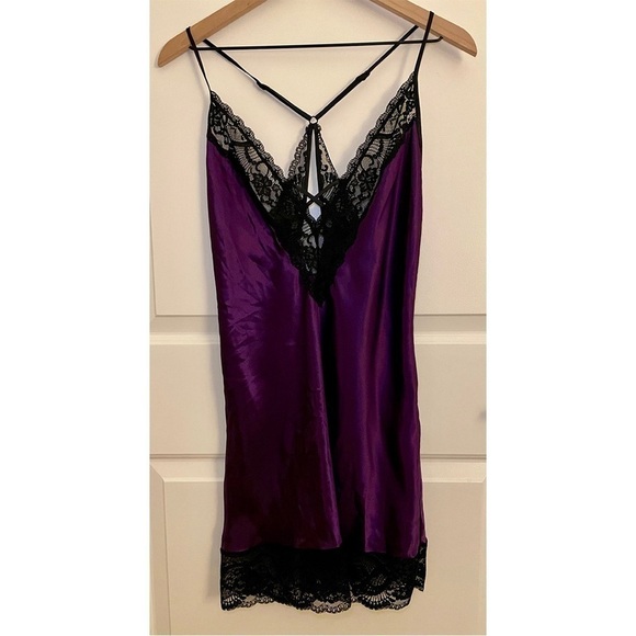 In Bloom by Jonquil Purple Satin Chemise (Excellent Condition, Like New) - Picture 3 of 7